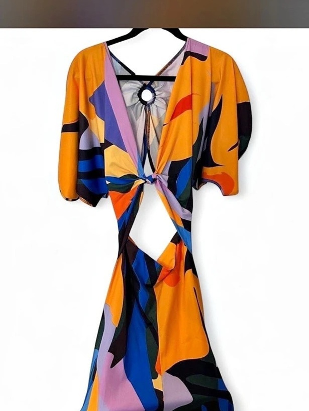 FARM Rio Geometric Maxi Dress in Orange & Blue